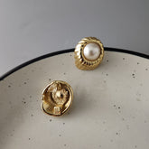 Small Metal Pearl Stud